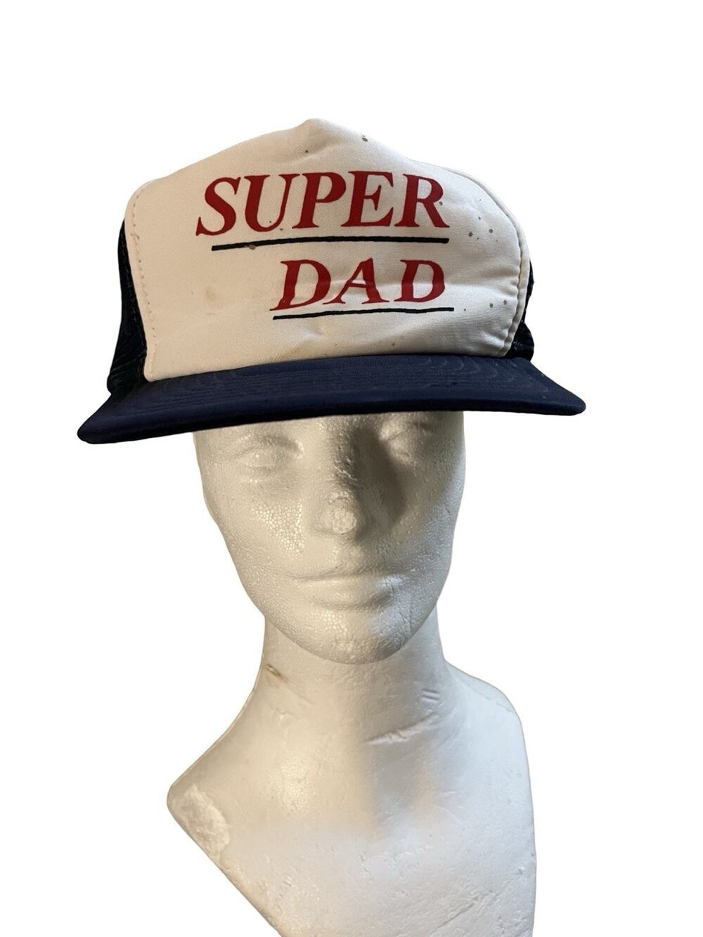 Vintage SUPER DAD Trucker Hat Snapback Mesh Cap Made in Taiwan R.O.C. One Size